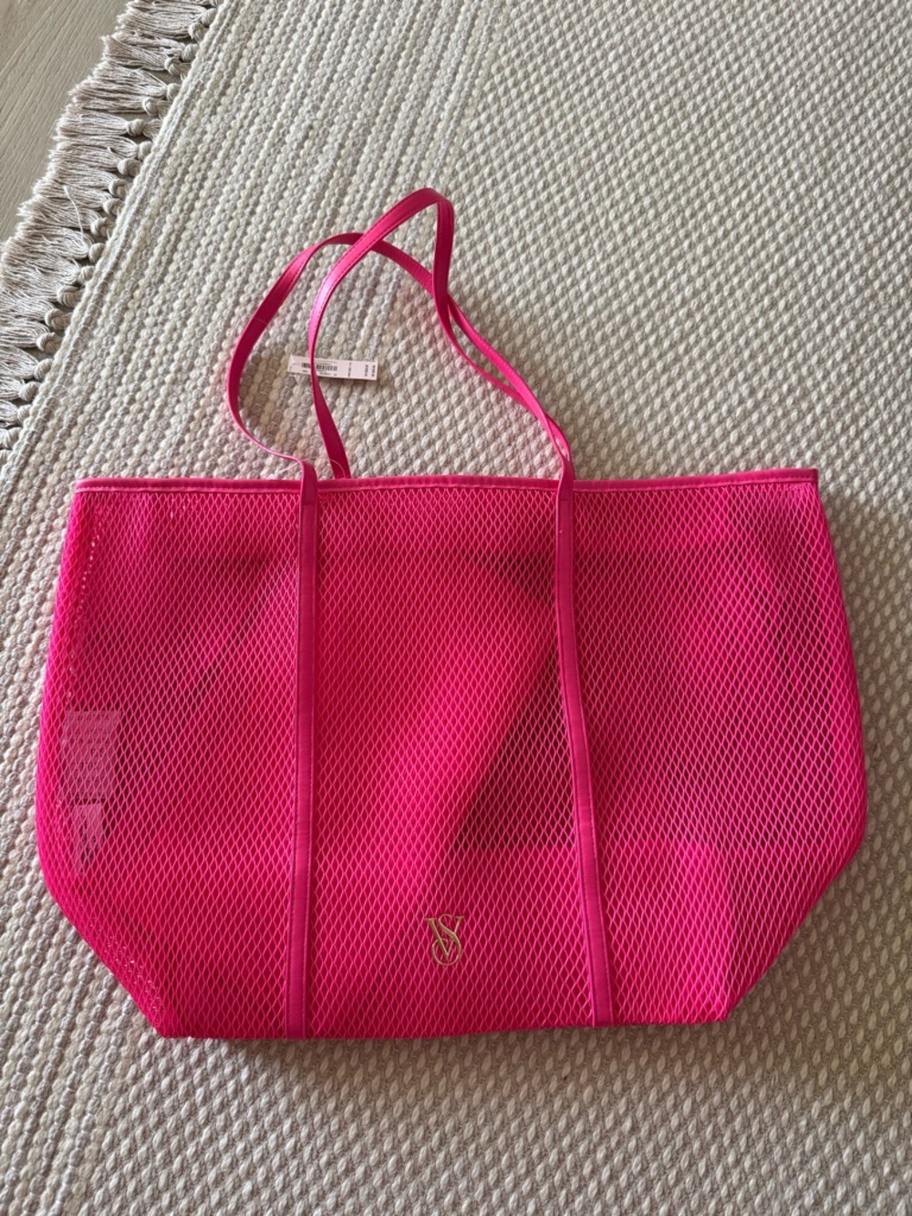 NWT VS Victorias Secret Pink Mesh Beach Bag Tote with Pouch